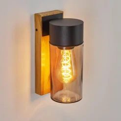 Suspension Verre Fumé-hofstein Applique murale d'extérieur Tabary Brun, Couleur bois, Noir, 1 lumière