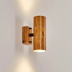 hofstein Applique murale d'extérieur Tenvik Brun, Couleur bois, Noir, 2 lumières