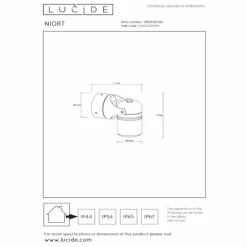 Luminaires Lucide Applique murale d'extérieur Lucide NIORT Noir, 1 lumière