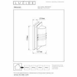 Luminaires Lucide Applique murale d'extérieur Lucide PRIVAS Noir, 1 lumière