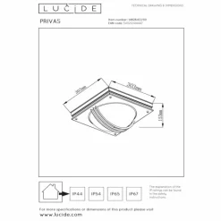 Luminaires Lucide Applique murale d'extérieur Lucide PRIVAS Noir, 2 lumières