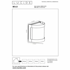 Luminaires Lucide Applique murale d'extérieur Lucide BOLO Noir, 1 lumière