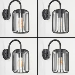 Lampes Vintages & Rétros-hofstein Applique murale d'extérieur Bongle Noir, 1 lumière