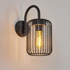 Lampes Vintages & Rétros-hofstein Applique murale d'extérieur Bongle Noir, 1 lumière