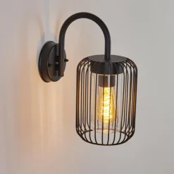 Lampes Vintages & Rétros-hofstein Applique murale d'extérieur Bongle Noir, 1 lumière