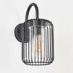 Lampes Vintages & Rétros-hofstein Applique murale d'extérieur Bongle Noir, 1 lumière