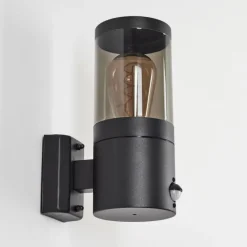 Suspension Verre Fumé-hofstein Applique murale d'extérieur Tolsona Noir, 1 lumière, Détecteur de mouvement