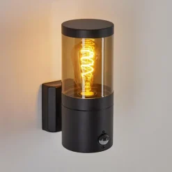 Suspension Verre Fumé-hofstein Applique murale d'extérieur Tolsona Noir, 1 lumière, Détecteur de mouvement