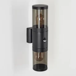 Suspension Verre Fumé-hofstein Applique murale d'extérieur Tolsona Noir, 2 lumières, Détecteur de mouvement
