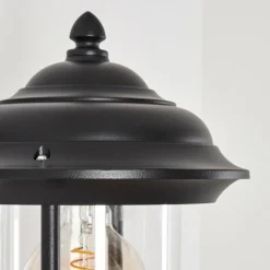 Lampes Vintages & Rétros-hofstein Applique murale d'extérieur Jeannot Noir, 1 lumière, Détecteur de mouvement