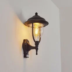 Lampes Vintages & Rétros-hofstein Applique murale d'extérieur Jeannot Noir, 1 lumière, Détecteur de mouvement