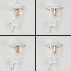 Lampes Vintages & Rétros-hofstein Applique murale d'extérieur Jeannot Blanc, 1 lumière, Détecteur de mouvement