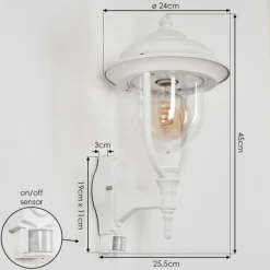 Lampes Vintages & Rétros-hofstein Applique murale d'extérieur Jeannot Blanc, 1 lumière, Détecteur de mouvement