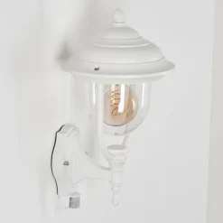 Lampes Vintages & Rétros-hofstein Applique murale d'extérieur Jeannot Blanc, 1 lumière, Détecteur de mouvement
