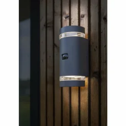 Luminaires Lutec Applique murale d'extérieur Lutec Focus Anthracite, 2 lumières, Détecteur de mouvement