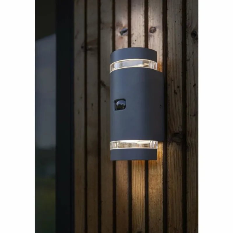 Luminaires Lutec Applique murale d'extérieur Lutec Focus Anthracite, 2 lumières, Détecteur de mouvement