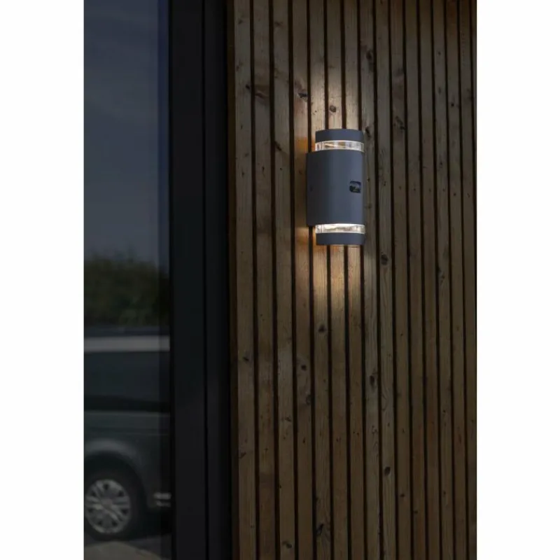Luminaires Lutec Applique murale d'extérieur Lutec Focus Anthracite, 2 lumières, Détecteur de mouvement