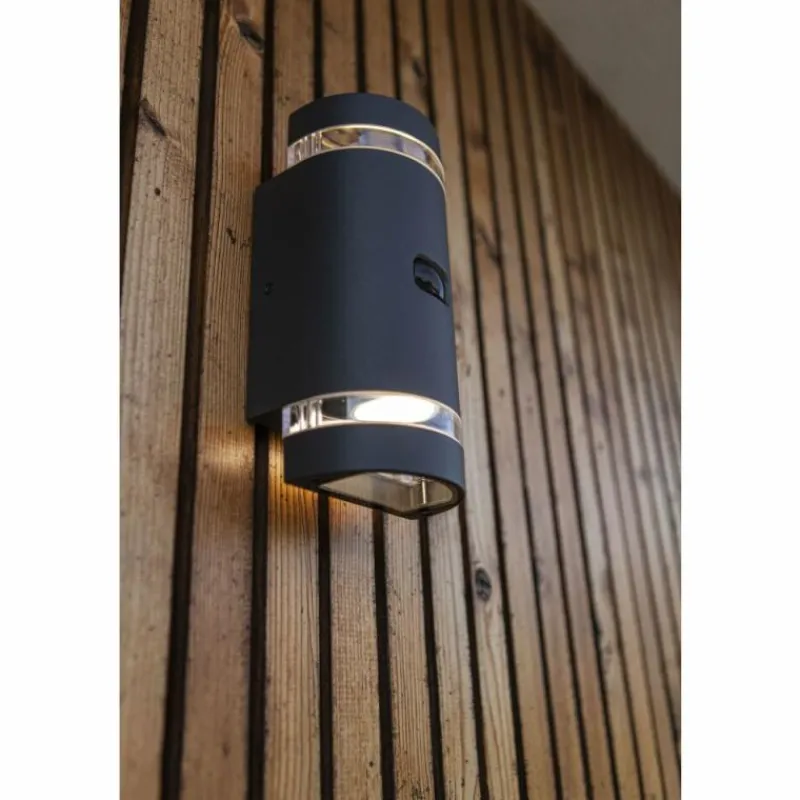 Luminaires Lutec Applique murale d'extérieur Lutec Focus Anthracite, 2 lumières, Détecteur de mouvement