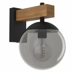 Suspension Verre Fumé-Luminaires Eglo Applique murale d'extérieur Eglo BUFALATA Couleur bois, 1 lumière