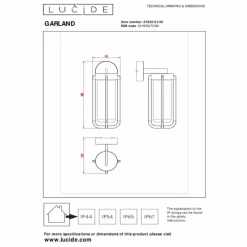 Luminaires Lucide Applique murale d'extérieur Lucide GARLAND Noir, 1 lumière