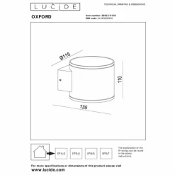 Luminaires Lucide Applique murale d'extérieur Lucide OXFORD Noir, 1 lumière