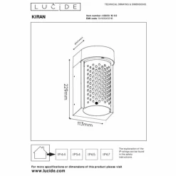Lampes Dorées-Luminaires Lucide Applique murale d'extérieur Lucide KIRAN LED Noir, 1 lumière