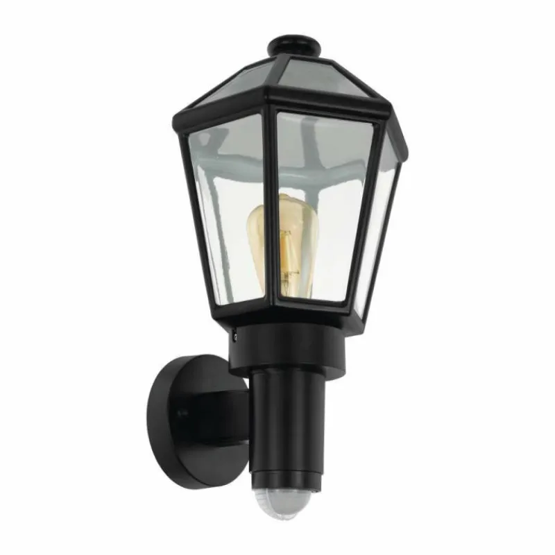 Luminaires Eglo Applique murale d'extérieur EGLO MONSELICE Noir, 1 lumière, Détecteur de mouvement