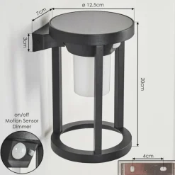 hofstein Applique murale d'extérieur Lokpano LED Noir, 1 lumière, Détecteur de mouvement, Changeur de couleurs