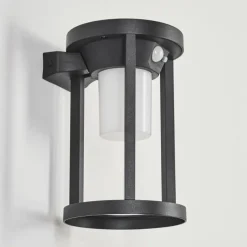 hofstein Applique murale d'extérieur Lokpano LED Noir, 1 lumière, Détecteur de mouvement, Changeur de couleurs