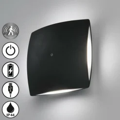 FHL easy Applique murale d'extérieur Magnetics LED Noir, 4 lumières, Détecteur de mouvement* Éclairage Led