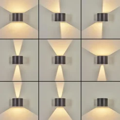 hofstein Applique murale d'extérieur Tamarin LED Noir, 2 lumières