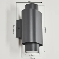 hofstein Applique murale d'extérieur Guampacha Anthracite, 2 lumières