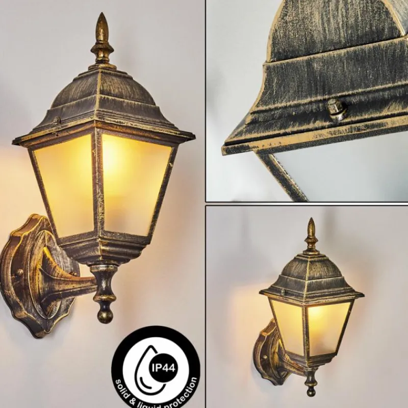 Luminaires Rustiques-hofstein Applique murale d'extérieur Naofe Brun, Or, 1 lumière