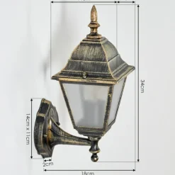 Luminaires Rustiques-hofstein Applique murale d'extérieur Naofe Brun, Or, 1 lumière
