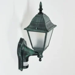 Luminaires Rustiques-hofstein Applique murale d'extérieur Naofe Vert, Noir, 1 lumière, Détecteur de mouvement