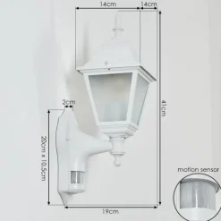 Luminaires Rustiques-hofstein Applique murale d'extérieur Naofe Blanc, 1 lumière, Détecteur de mouvement