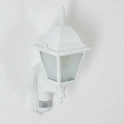 Luminaires Rustiques-hofstein Applique murale d'extérieur Naofe Blanc, 1 lumière, Détecteur de mouvement