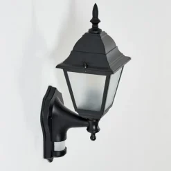 Luminaires Rustiques-hofstein Applique murale d'extérieur Naofe Noir, 1 lumière, Détecteur de mouvement