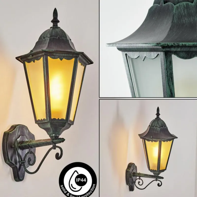 Luminaires Rustiques-hofstein Applique murale d'extérieur Hongkong Vert, Noir, 1 lumière