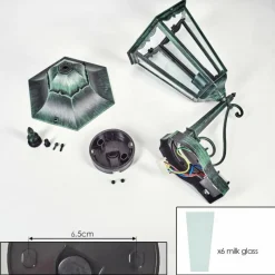 Luminaires Rustiques-hofstein Applique murale d'extérieur Hongkong Vert, Noir, 1 lumière, Détecteur de mouvement