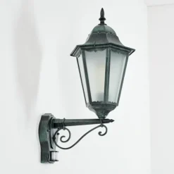 Luminaires Rustiques-hofstein Applique murale d'extérieur Hongkong Vert, Noir, 1 lumière, Détecteur de mouvement