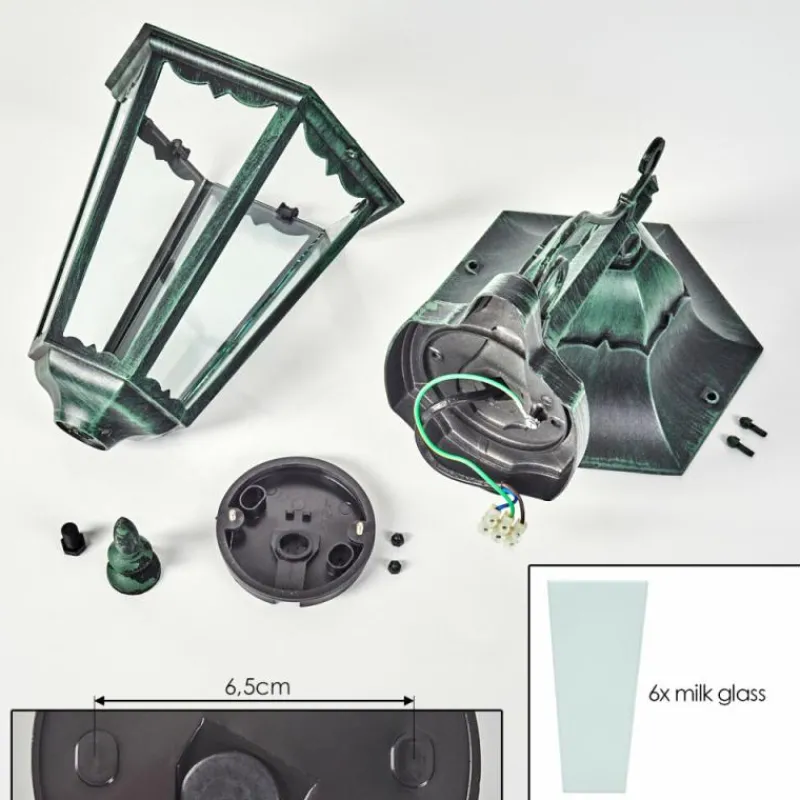 Luminaires Rustiques-hofstein Applique murale d'extérieur Hongkong Vert, Noir, 1 lumière