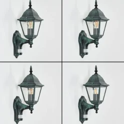 Luminaires Rustiques-hofstein Applique murale d'extérieur Naofe Vert, Noir, 1 lumière, Détecteur de mouvement