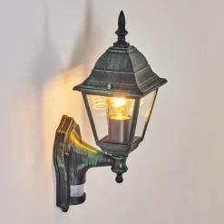 Luminaires Rustiques-hofstein Applique murale d'extérieur Naofe Vert, Noir, 1 lumière, Détecteur de mouvement