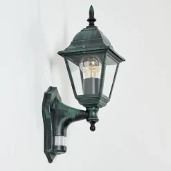 Luminaires Rustiques-hofstein Applique murale d'extérieur Naofe Vert, Noir, 1 lumière, Détecteur de mouvement