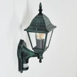 Luminaires Rustiques-hofstein Applique murale d'extérieur Naofe Vert, Noir, 1 lumière, Détecteur de mouvement