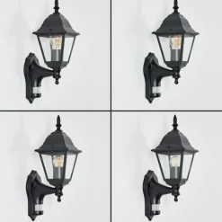 Luminaires Rustiques-hofstein Applique murale d'extérieur Naofe Noir, 1 lumière, Détecteur de mouvement