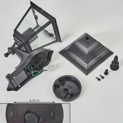 Luminaires Rustiques-hofstein Applique murale d'extérieur Naofe Noir, 1 lumière, Détecteur de mouvement