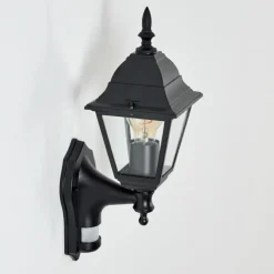 Luminaires Rustiques-hofstein Applique murale d'extérieur Naofe Noir, 1 lumière, Détecteur de mouvement