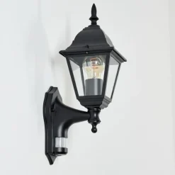 Luminaires Rustiques-hofstein Applique murale d'extérieur Naofe Noir, 1 lumière, Détecteur de mouvement